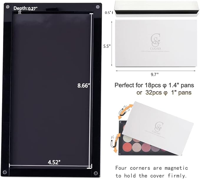 Acrylic empty Magnetic Eyeshadow Palette Makeup Palette empty with glass mirror DIY depotting palette for Eyeshadow dABL2-1(1 layer))-Velvo Beauty