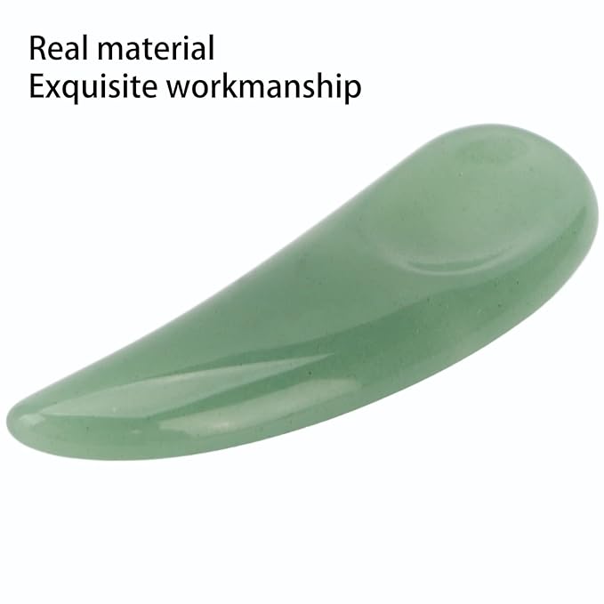 Spatula Scoop, Curved Cosmetic Spatula Scoop Mini Gua Sha Jadestone Curved Makeup Eye Cream Cosmetic Spatula Reduce Puffiness, Bags And Dark Circles Under the Eyes (Green)-Velvo Beauty