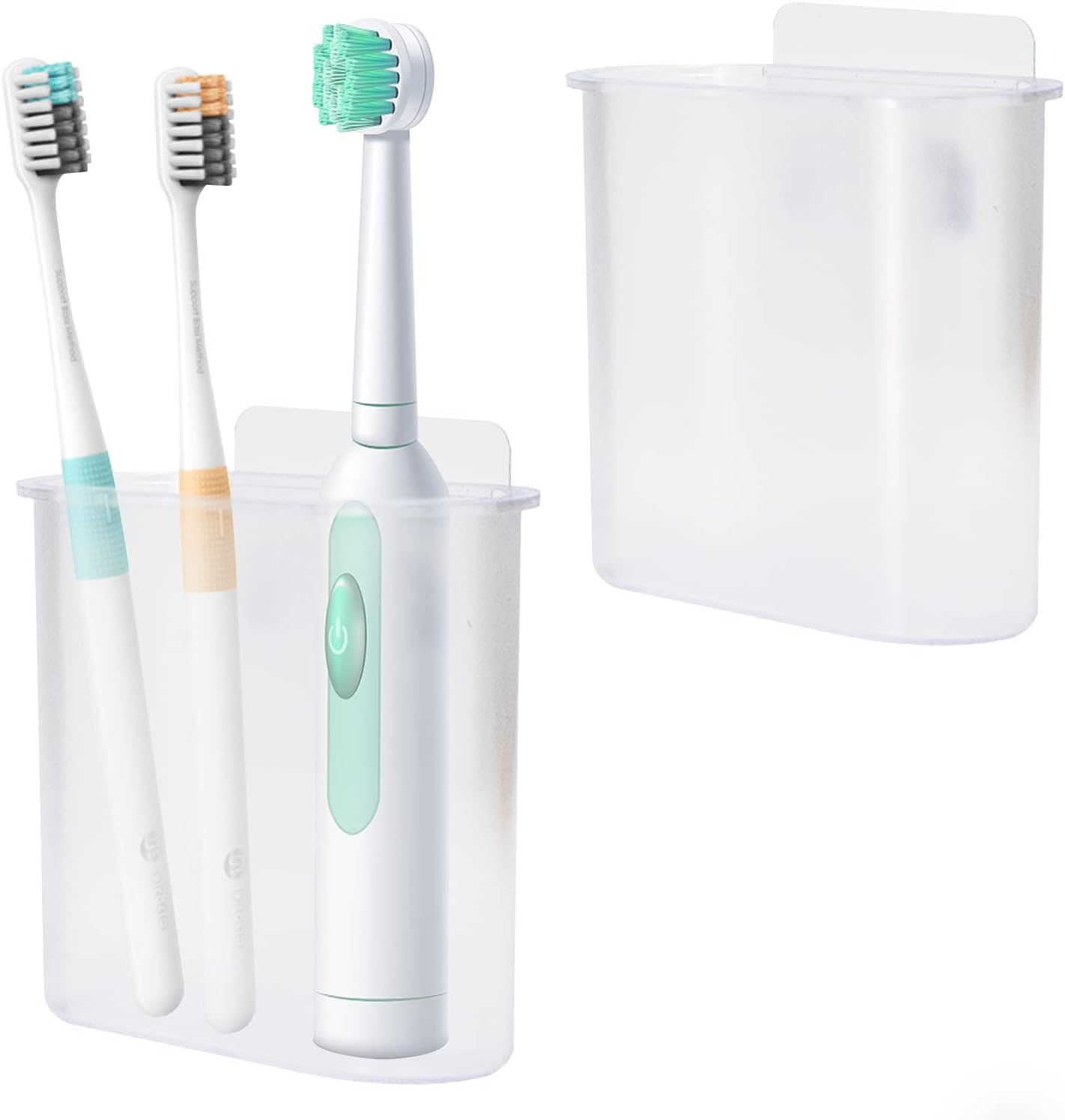 2 Packs Toothbrush Holders Wall Mounted, Self Adhesive Tooth Brush Holder for Bathroom Electric Toothbrush Toothpaste Razor Holder Bathroom Accessories(Clear)-Velvo Beauty