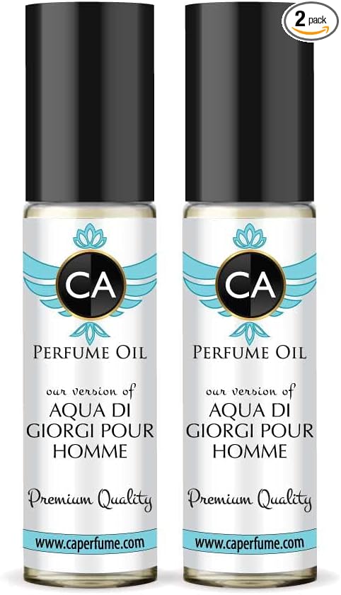 CA Perfume Impression of Aqua Di Giorgi Pour Homme For Men Replica Fragrance Body Oil Dupes Alcohol-Free Fragrance Oil Sample Travel Size Concentrated Long Lasting Roll-On 0.3 Fl Oz-X2-Velvo Beauty