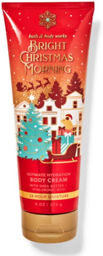 Bath & Body Works - 3 Piece Bundle - Spray - Body Cream - Shower Gel - Full Size and Gift Bag HELLO GORGEOUS (Bright Christmas Morning)-Velvo Beauty