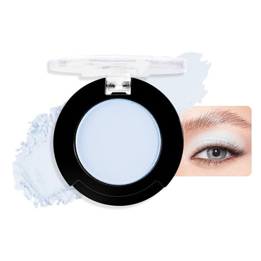 Light White Blue Single Matte Eyeshadow Makeup, Cream to Powder Monochrome Eye Shadow for Older Women, Daily Evening Girls Eyeshadow Palette Gift, sombras para ojos, Mini Vegan Travel Eye, #14-Velvo Beauty