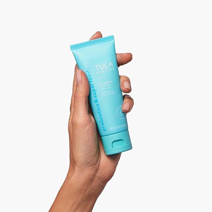 TULA Skin Care So Polished Exfoliating Sugar Scrub - Face Scrub, Gently Exfoliates with Sugar, Papaya, and Probiotic Extracts for a Softer and Radiant-Looking Complexion, 2.9 oz.-Velvo Beauty