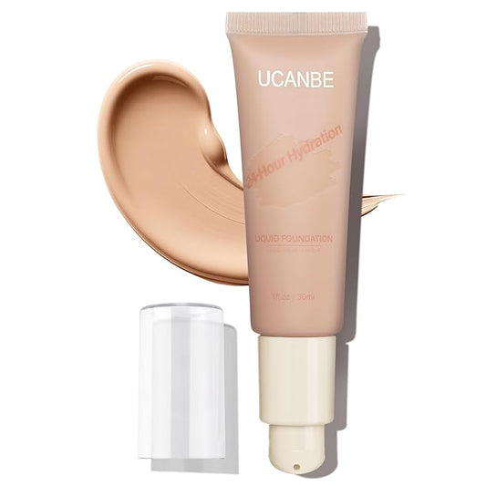 UCANBE Matte Liquid Foundation Makeup, Medium to Full Coverage Waterproof Longwear Serum Cream Foundation for Combination & Oily Mature Skin, Lightweight Hydrating Nourishing, Classic Ivory, 1 fl. oz.-Velvo Beauty