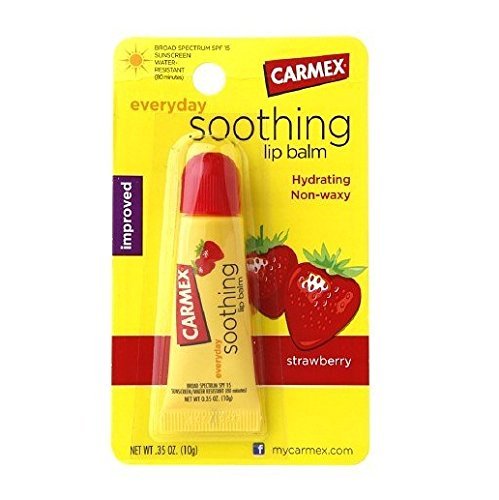 Carmex Moisturizing Lip Balm Strawberry 0.35oz, Tube (2 Pack)-Velvo Beauty