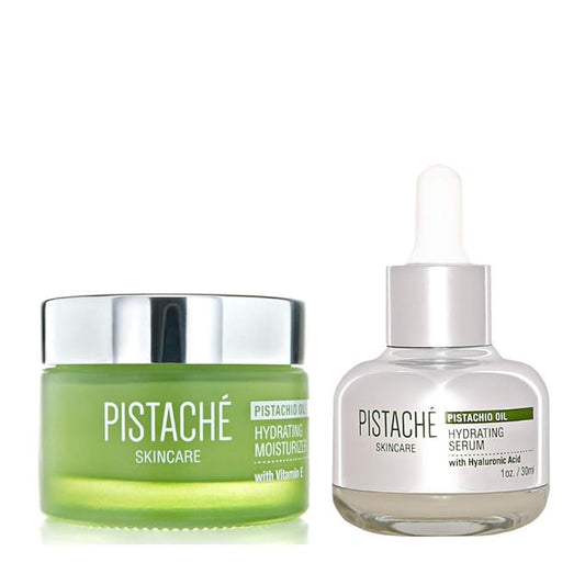 Pistaché Skincare Pistachio Oil Dewy Face Beauty Duo Set + Hyaluronic Acid Face Serum & Face Moisturizer + Hydrates and Nourishes + Vitamin E + Antioxidant-Velvo Beauty