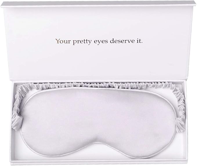 Silk Sleep Mask Light Blocking Luxury 100% Mulberry 19mm Silk Eye Mask Eye Cover Blindfold Ultra Soft Light & Comfy Anti Aging Skin Care with Travel Bag Gift Package-Velvo Beauty