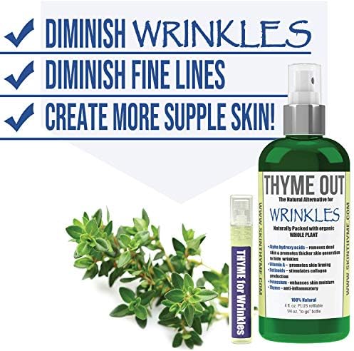 All Natural Anti-Wrinkle Face Mist Spray with Thyme, Bakuchiol, AHA, Beta Carotene and Potassium - Fights Wrinkles, Fine Lines, Inflammation, and Dryness While Boosting Collagen (4 oz)-Velvo Beauty