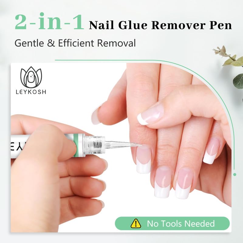 Nail Glue Remover for Press on Nails, 2025 Upgraded 2 In 1 Stick & Remover Pen Design, Not for Gel Polish Base Coat, Quick Gentle Removal Fake Nail Tips Press Ons, 2pcs*5ml-Velvo Beauty