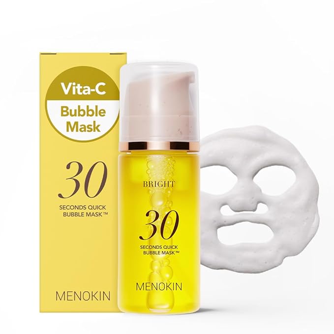 MENOKIN 30 Seconds Quick Bubble Mask [BRIGHT] - [Vitamin C] [Glutathione & Niacinamide] in Micro-bubbles for Dark Spots, Uneven Skin Tone, Korean Skin Care Essential, 70 Uses, 3.21 fl.oz-Velvo Beauty
