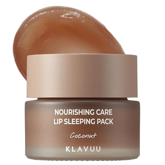 Klavuu Nourishing Care Lip Sleeping Pack - Lip Mask for Exfoliating & Nourishing Lip Treatment Balm for Dry Lips - Natural Moisturizing Lip Oil with - Lip Balm to Repair & Protect Lips 0.7oz (Coconut)-Velvo Beauty