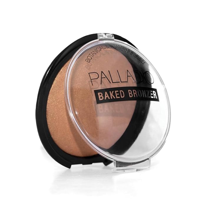 Palladio Baked Bronzer, Highly Pigmented and Easy to Blend, Shimmery Bronzed Glow, Use Dry or Wet, Lasts all day long, Provides Rich Tanning Color Finish, Powder Compact, Caribbean Tan-Velvo Beauty