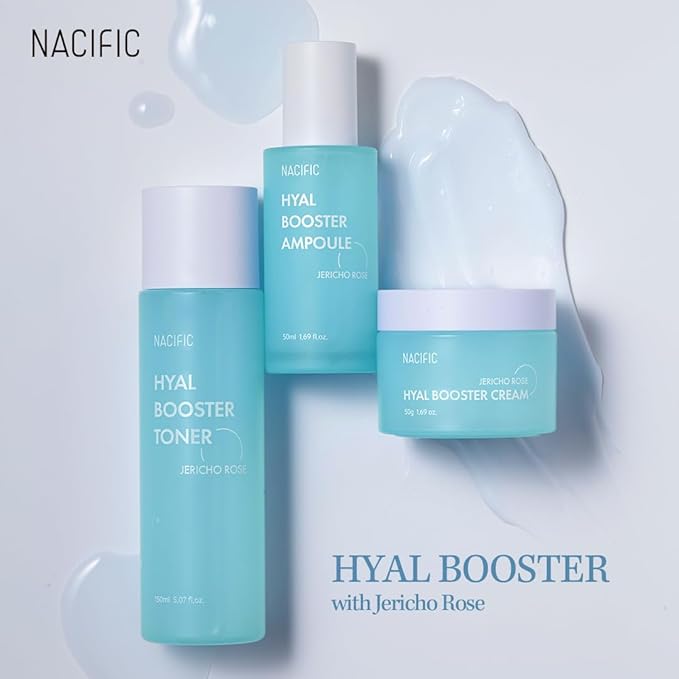 NACIFIC Hyal Booster Hydrating Set Toner 150ml 5.07fl.oz, Ampoule 50ml 1.69fl.oz, Cream 50ml 1.69fl.oz Hyaluronic Acid hydration and calming, ph5.5, Sensitive Skin-Velvo Beauty