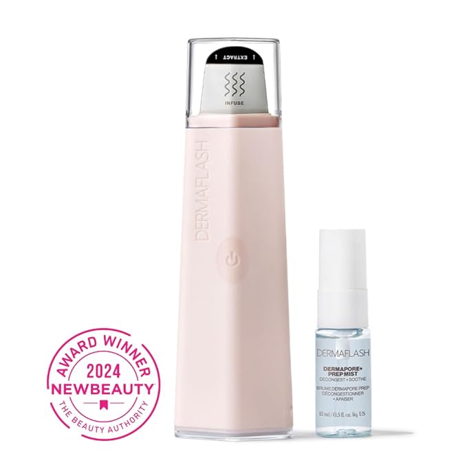 DERMAFLASH DERMAPORE+™ Ultrasonic 2-in-1 Pore Extractor and Serum Infuser, Blush-Velvo Beauty