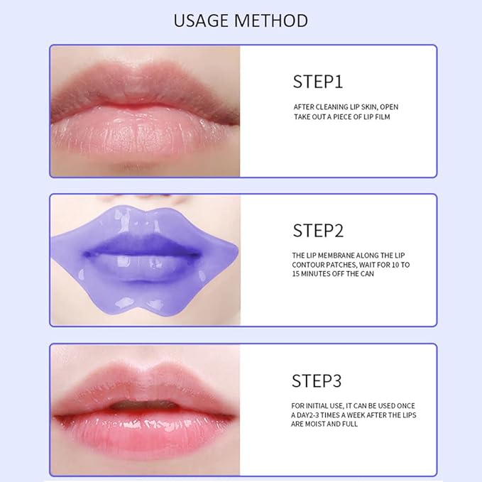 20Pcs Moisturizing Lip Mask, Lip Sleep Mask Reduces Lip Lines and Restores Moisture, Lip Mask Effectively Nourishes the Lip Skin, Gel Treatment Lip Masks Plumping Lips Mask Lip Care Products (Purple)-Velvo Beauty