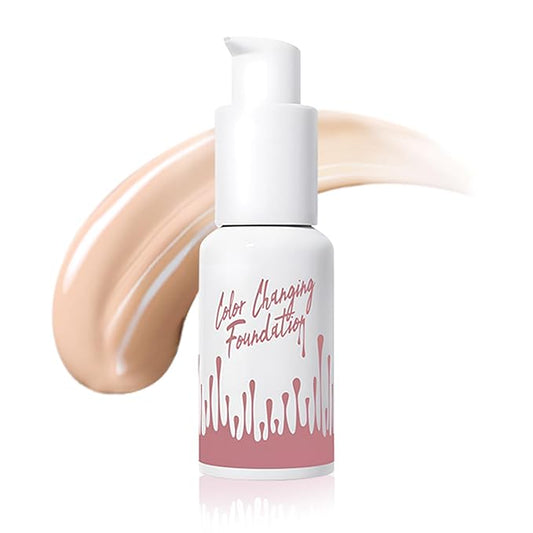 Color Changing Foundation Liquid, Skintone Matching Foundation, Full Coverage, Long Lasting, Lightweight Coverage, Oil Free and Silicon Free, Double Wear, Lightening, Sweat and Water Resistant-Velvo Beauty