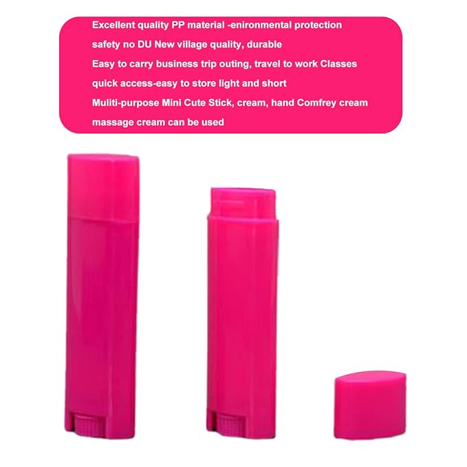 5ml 50Pcs Empty Oval Deodorant Lip balm Tubes Containers Twist-up Refillable Containers for Lipstick,Chapstick,Homemade Lip balm,DIY Deodorants(Hot Pink)-Velvo Beauty