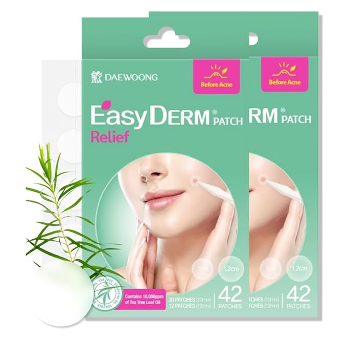 EasyDerm Relief Invisible Patch 2 Packs(84 counts) Contains 10,000 ppm of Tea Tree Oil, Pimple Patch, Ultra slim 0.1mm, Waterpoof, Korean Pimple Patches-Velvo Beauty