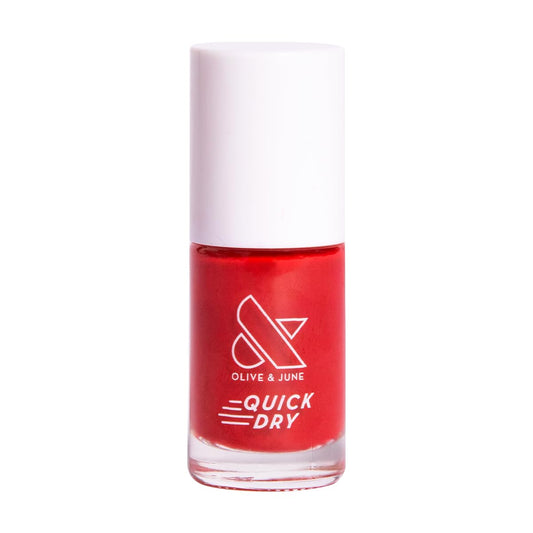 Olive & June Quick Dry Nail Polish | Instant, Fast-Drying, Smudgeproof Color | 15-free, Vegan, Cruelty-Free Formula | Lasts up to 5 Days | Salon-Quality Manicure, Pedicure at Home | Smooch Scarlet Red-Velvo Beauty