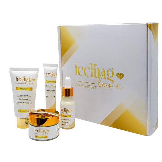 Introducing our exclusive Skincare Set: Cleanser, Serum, Essence Cream, and Eye Cream - Experience the Ultimate 4-Step Natural Beauty Routine for Achieving Radiant, Glowing Skin.-Velvo Beauty