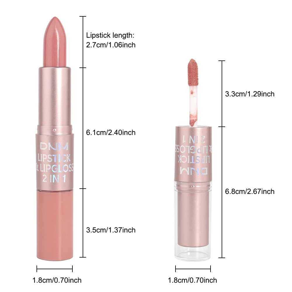 evpct 2 in 1 Rose Nude Glitter Metallic Shimmer Diamond Lipstick and Lip Gloss Set for Women Long Lasting Waterproof, Bright Rose Pink Sparkle Glitter Shiny Lipstick and Lip Liner Makeup Set, 02#-Velvo Beauty