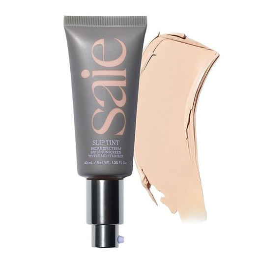 Saie Slip Tint Tinted Moisturizer with SPF 35 - Light Coverage, Glowy Skin Tint & Mineral Sunscreen for Face with Hydrating Hyaluronic Acid - Summer Makeup Essential - Shade Two (1.35 oz)-Velvo Beauty