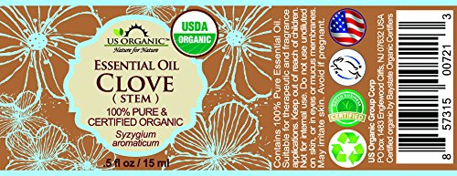 US Organic 100% Pure Clove Stem Essential Oil - USDA Certified Organic, Steam Distilled (15 ml)-Velvo Beauty