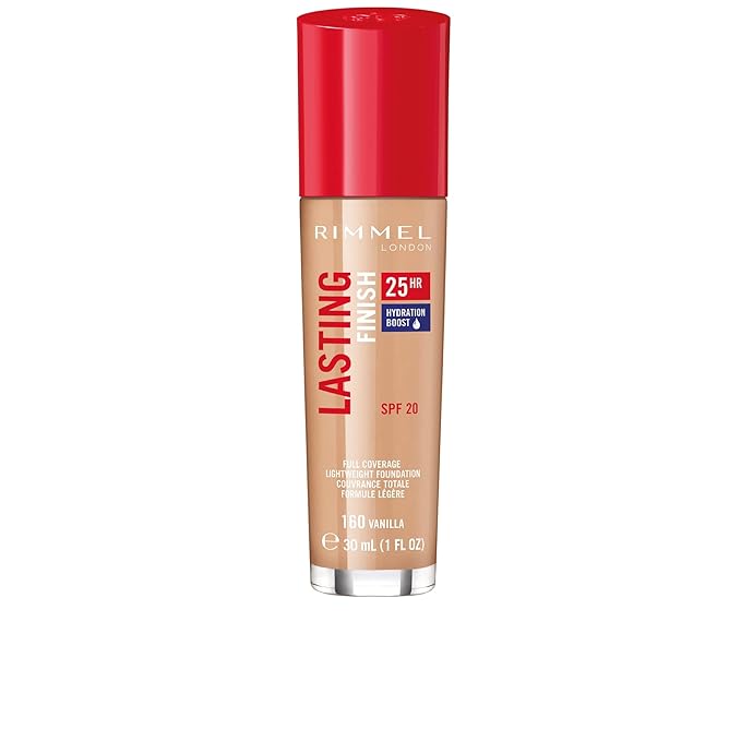 Rimmel London Lasting Finish 25HR - 160 Vanilla - Foundation, 25-Hour Wear, Full Coverage, Waterproof, 1oz-Velvo Beauty
