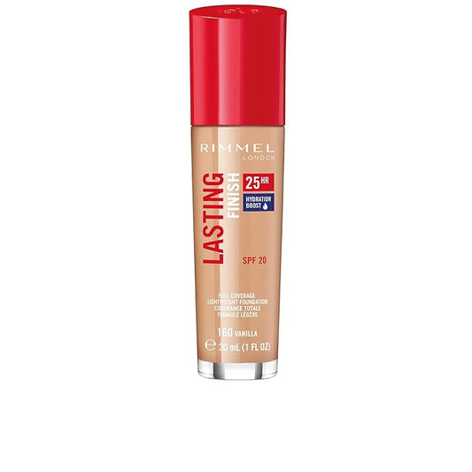 Rimmel London Lasting Finish 25HR - 160 Vanilla - Foundation, 25-Hour Wear, Full Coverage, Waterproof, 1oz-Velvo Beauty