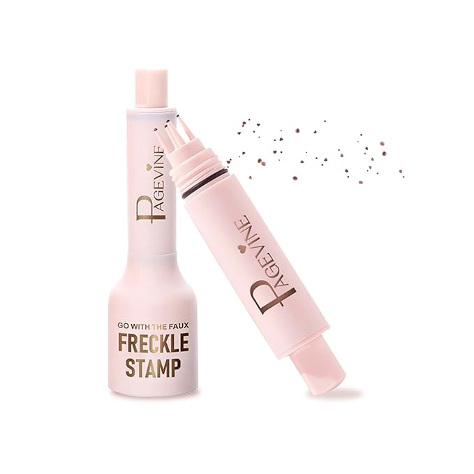 Freckle Stamp - Freckle Pen Waterproof, Long Lasting Fake Freckles, Quick Dry 5-Point Faux Freckles Stamp Cushion Stain Marker in One Press Natural and Lifelike Sunkissed Pencil Tool Makeup (#3-Dark)-Velvo Beauty