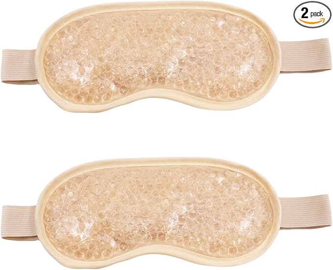 Gel Eye Mask, Cooling Eye Pads Reusable Small Ice Pack Under Eye Patches, Eye Hot Cold Treatment Pack for Redness, Pain Relief and Eye Relax (Champagne - 2count)-Velvo Beauty