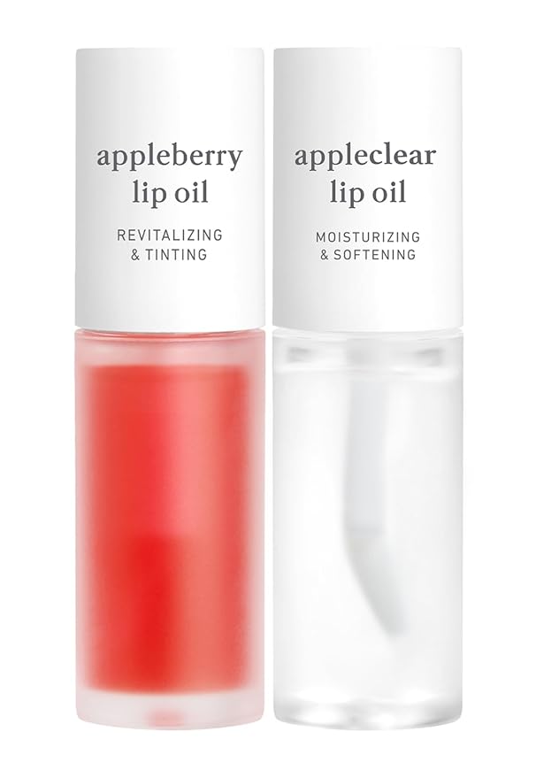 NOONI Vegan Lip Oil Bundle - Appleberry & Appleclear | Lip Stain, Long Lasting, Moisturizing, Plumping, Korean Lip Tint-Velvo Beauty