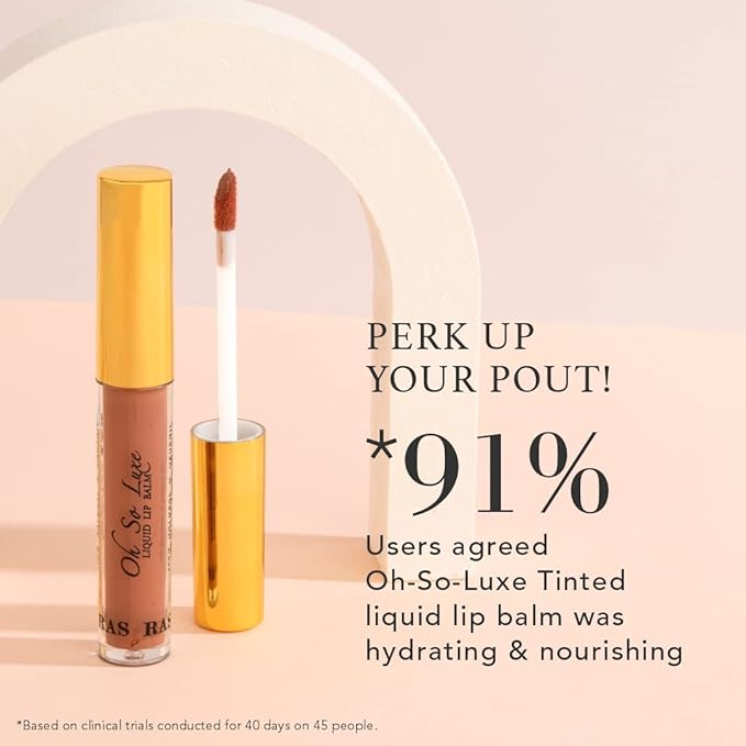 Oh-So-Luxe Liquid Tinted Lip Balm, Hydrating & Nourishing Tinted Lip Oil for dry dark lips, results in Soft & Glowing Lips, Moisturizing, Non-Sticky Brown Shade - 0.10 Fl Oz - RAS LUXURY OILS-Velvo Beauty