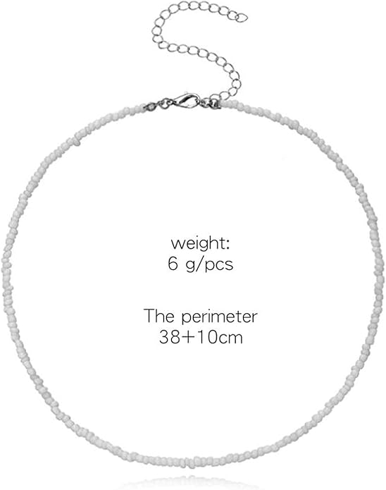 Boho Seed Bead Choker Necklace Tiny Rice Bead Necklace Chain Beachy Necklace Chain Jewelry for Women and Girls-Velvo Beauty