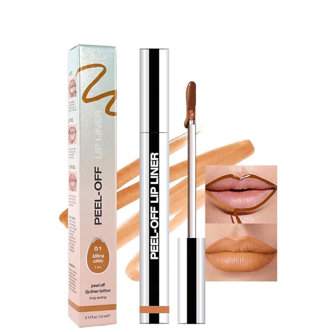 Matte Liquid Lip Stain Peel Off Lip Liner Tattoo -Warm Camel, Waterproof Smudge-Proof Lip Gloss, Long-Lasting Non-Stick Cup Formula, Natural Peel Off Design for All Skin Types #01-Velvo Beauty
