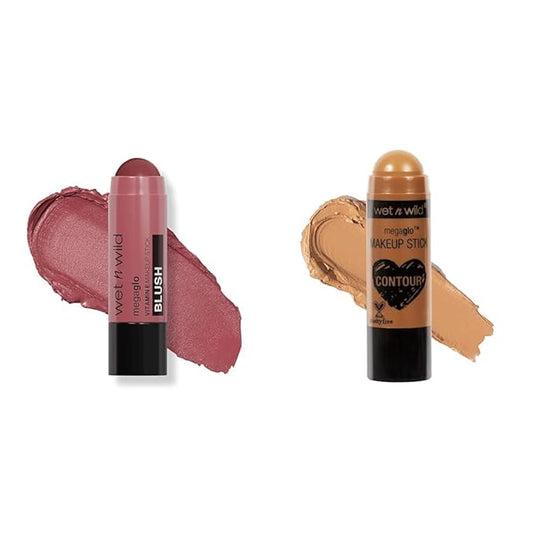 wet n wild Makeup Stick Bundle - Say It Ain't Rose & Brown Oak's On You, Velvety Cream-to-Powder Formula-Velvo Beauty