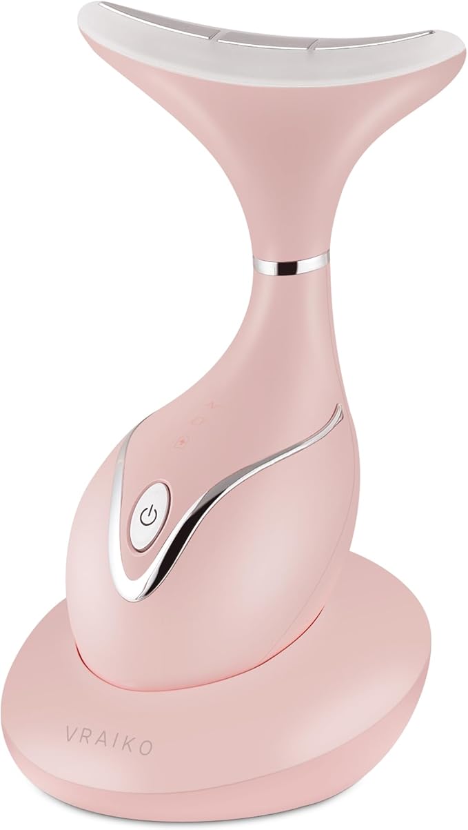 Iris Neck Face Massager, Pro Face Sculpting Tool with Charging Base, All-in-1 Facial Device for Enhanced Absorption, Radiance, Contouring, Elasticity, Home Facial Spa (Pink)-Velvo Beauty