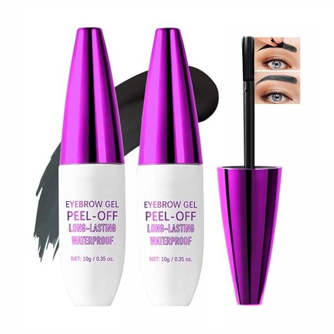 2Pcs Peel Off Eyebrow Tint Gel - Waterproof & Sweatproof All-Day Wear, Transfer-Resistant Tattoo Effect, All Skin Types + Mother’s Day Gift Set, 04#Gray Brown-Velvo Beauty