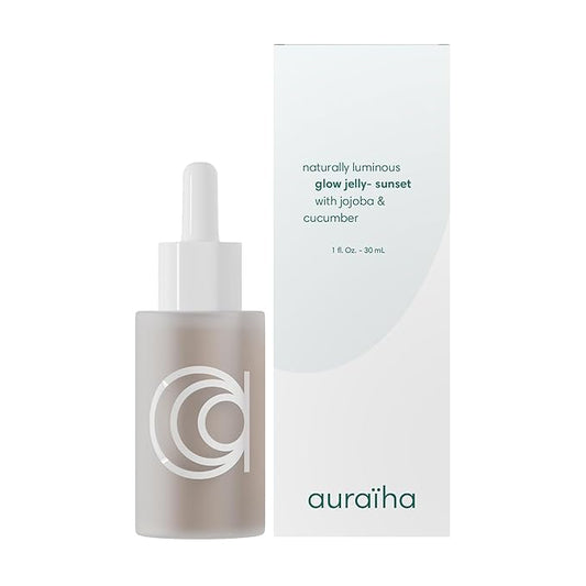 Auraiha Glow Jelly Highlighting Serum - Jojoba & Cucumber Infused Superfood Elixir - Intense Hydration for Radiant, Healthy Glow - Vegan - 1 fl oz (sunset, 1oz)-Velvo Beauty