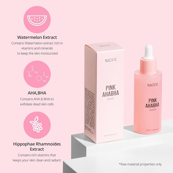 NACIFIC Pink Aha Bha Triple Set (Toner 150ml, Serum 50ml, Cream 50ml) AHA, BHA, Watermelon extract, Glow, Moisturizing, Hyaluronic Acid-Velvo Beauty