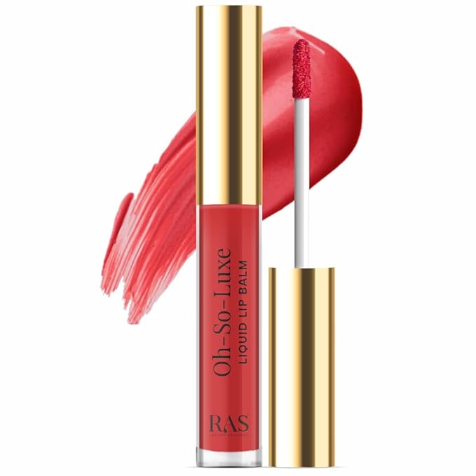 Oh-So-Luxe Liquid Tinted Lip Balm, Hydrating & Nourishing Tinted Lip Oil for dry dark lips, results in Soft & Glowing Lips, Moisturizing, Non-Sticky Berry Red Shade - 0.10 Fl Oz - RAS LUXURY OILS-Velvo Beauty