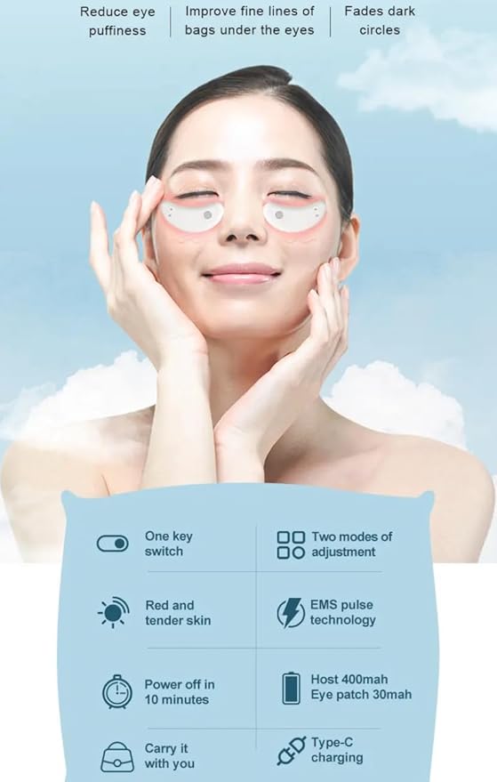 Red Light Therapy Eye Patches for Dark Circles, Tired Eyes, Puffiness, Eye Wrinkles & Eye Bags. Anti-Aging Eye Pods, Inflammation Gadget for Eyes with Red Light Therapy., White-Velvo Beauty