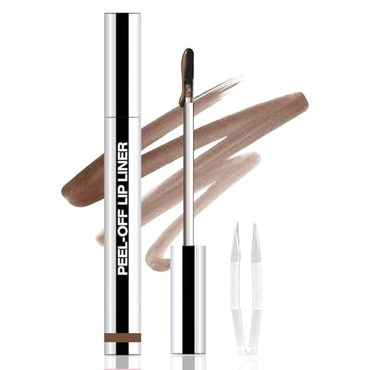 Peel Off Matte Liquid Lip Gloss Stain-Lip Liner with Tweezer, Light Taupe Peel Off Lip Stain, Long Lasting & Waterproof Lipstick Tattoo, Transfer-Proof Lip Gloss for All Skin Types (04#, 1Pcs)-Velvo Beauty