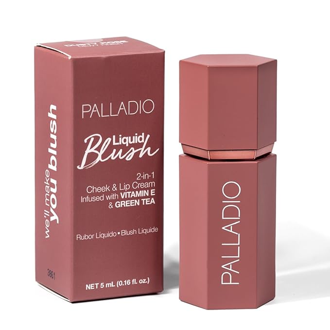 Palladio Liquid Blush for Cheeks & Lips 2-in-1 Makeup Face Blush, Weightless Cream Formula, Smudge Proof Long-Wearing Pigmented Blush, Natural Look Makeup Face Blushes, Dewy Finish, Dusty Rose-Velvo Beauty