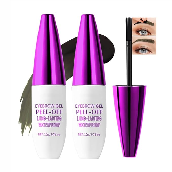 2Pcs Peel Off Eyebrow Tint Gel - Waterproof & Sweatproof All-Day Wear, Transfer-Resistant Tattoo Effect, All Skin Types + Mother’s Day Gift Set, 03#Light Brown-Velvo Beauty