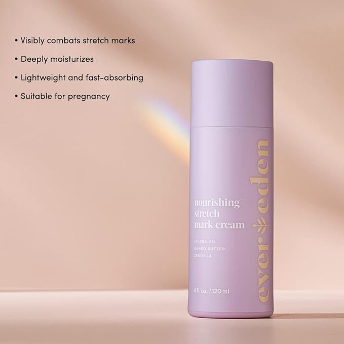 Evereden Nourishing Stretch Mark Cream, 4.0 fl oz. & Golden Belly Serum, 1.7 fl oz. & Soothing Belly Mask for Stretch Marks - 2nd/3rd Trimester Size, 4 pack | 3 Item Bundle Set | Pregnancy Skincare-Velvo Beauty
