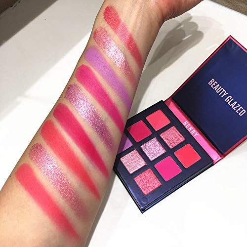 Eyeshadow Powder 9 Color Shimmer Matte Party Makeup Palette Cosmetic Bright Colorful Eye Shadow (BERRY)-Velvo Beauty