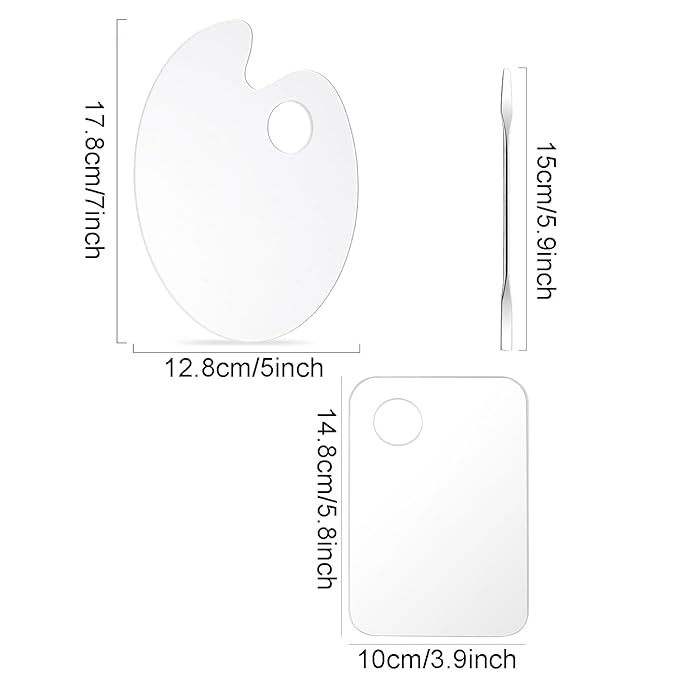2 Pcs Acrylic Cosmetic Makeup Palette + 1 Pc Makeup Spatula, Makeup Mixing Tray Apply for Foundation Nail Art Beauty Salon Color Cream Liquid Mixing Art Palette-Velvo Beauty