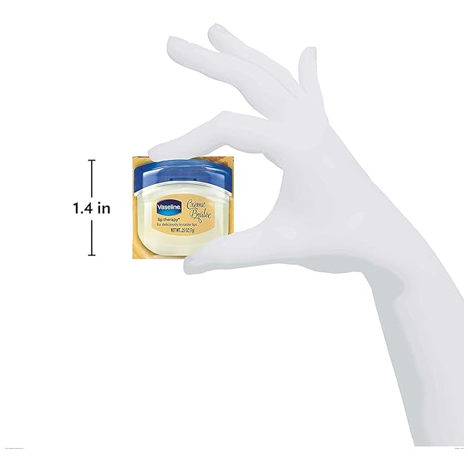 Vaseline Lip Therapy Creme Brulee Mini, White Petrolatum, Advanced Moisturizer, Relieves Dull and Dry Skin, Mini Vaseline Petroleum Jelly, Soft & Smooth Vaseline Lips (Pack of 6-0.25 Oz Ea) -Velvo Beauty