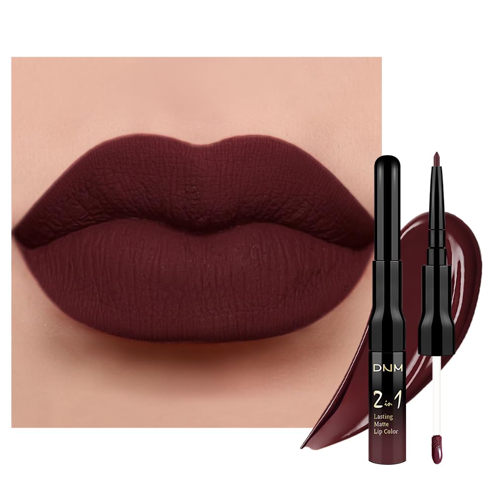 evpct 1Pcs Dark Deep Red Matte Lip Liner and Liquid Lipstick Stain Makeup Set for women, Red Long Lasting Smudge Proof Lipstick labiales matte mate larga duracion listip 24 hours originales,17#-Velvo Beauty